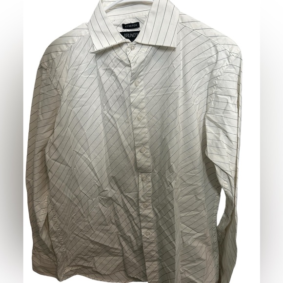 Bruno Mens White Pin Stripe Button Up Shirt - Picture 2 of 6
